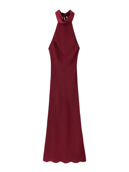 Vestido largo sin mangas con cuello colgante de dos colores para primavera