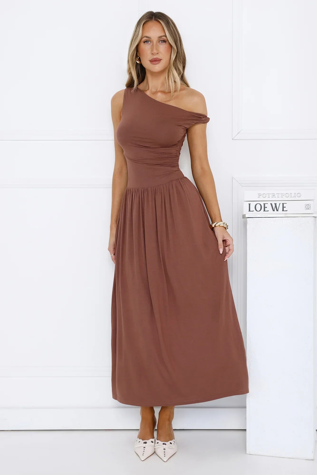 Coastal Daydream Off Shoulder Midi Dress