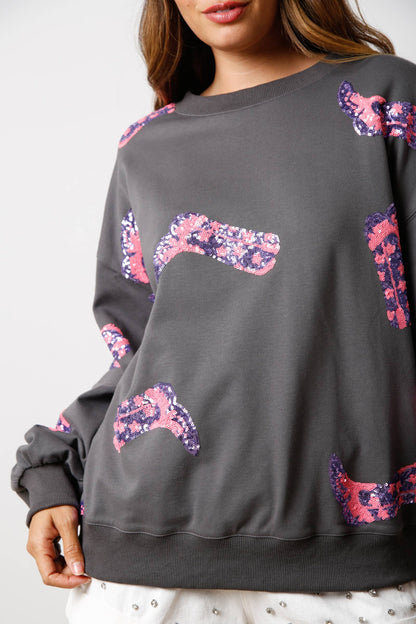 Sudadera de manga larga con lentejuelas para mujer, ropa de primavera para San Valentín, top fresco y dulce para mujer