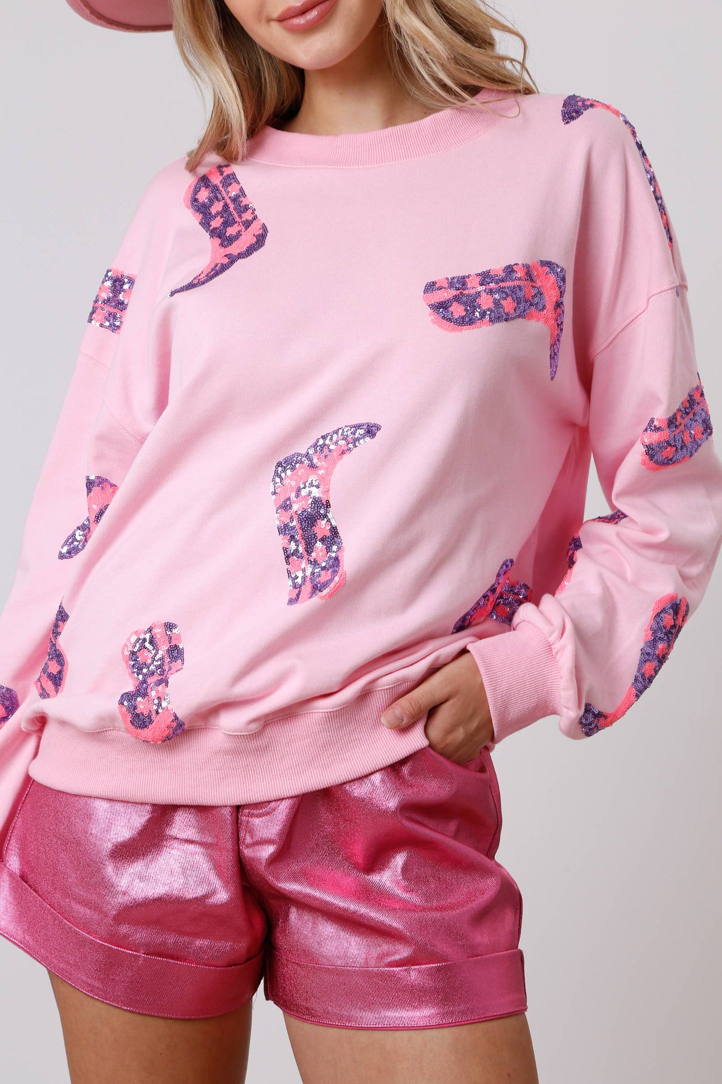 Sudadera de manga larga con lentejuelas para mujer, ropa de primavera para San Valentín, top fresco y dulce para mujer