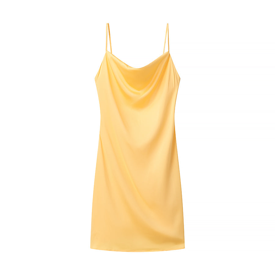 Vestido corto sexy de satén multicolor con tirantes para primavera