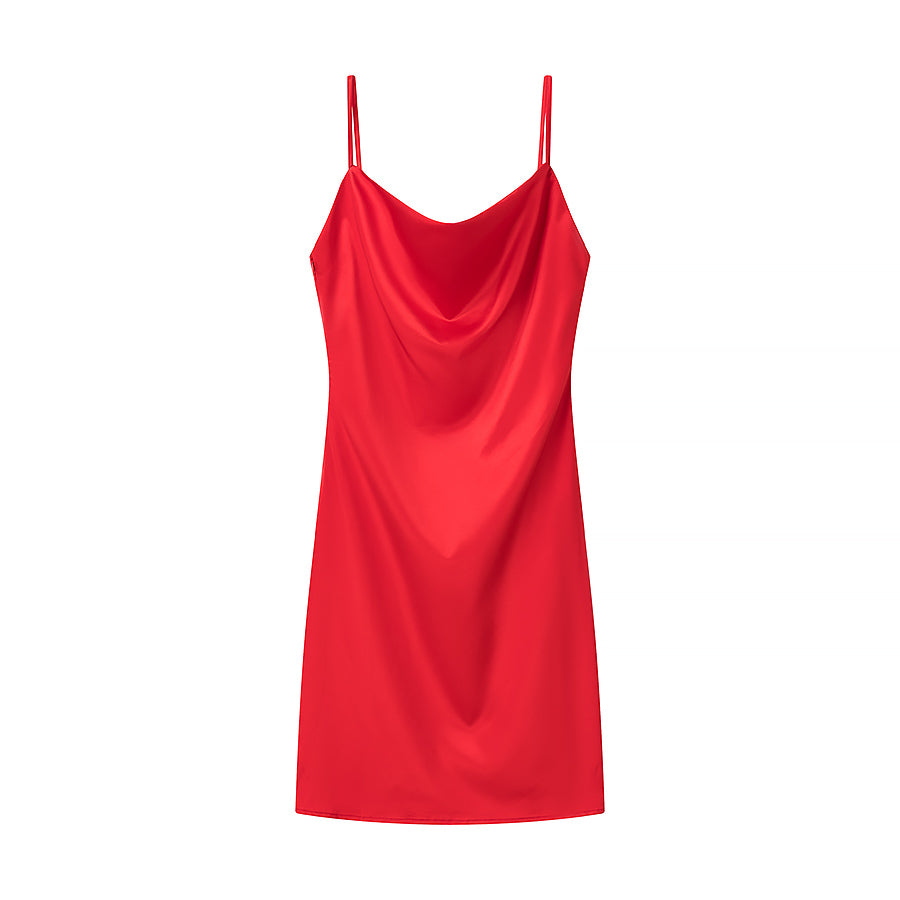 Vestido corto sexy de satén multicolor con tirantes para primavera