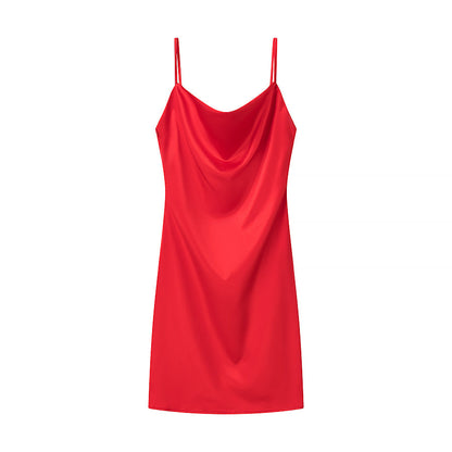 Vestido corto sexy de satén multicolor con tirantes para primavera
