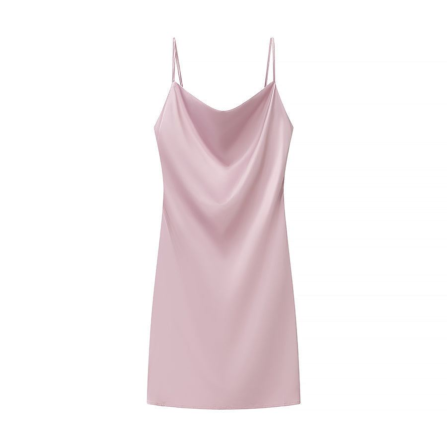 Vestido corto sexy de satén multicolor con tirantes para primavera