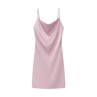 Vestido corto sexy de satén multicolor con tirantes para primavera