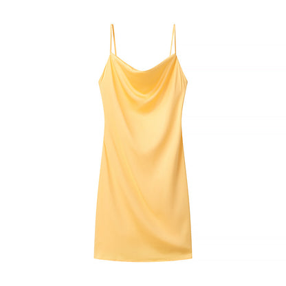 Vestido corto sexy de satén multicolor con tirantes para primavera