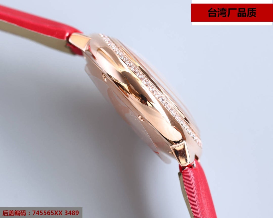 BALLON BLEU 33MM ROSE GOLD DIAMOND BEZEL TEXTILE