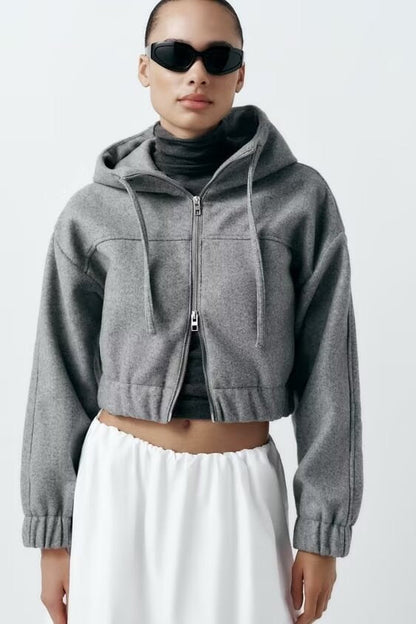 Spring Women Clothing Stylish Simple Cloth Short Hoodies