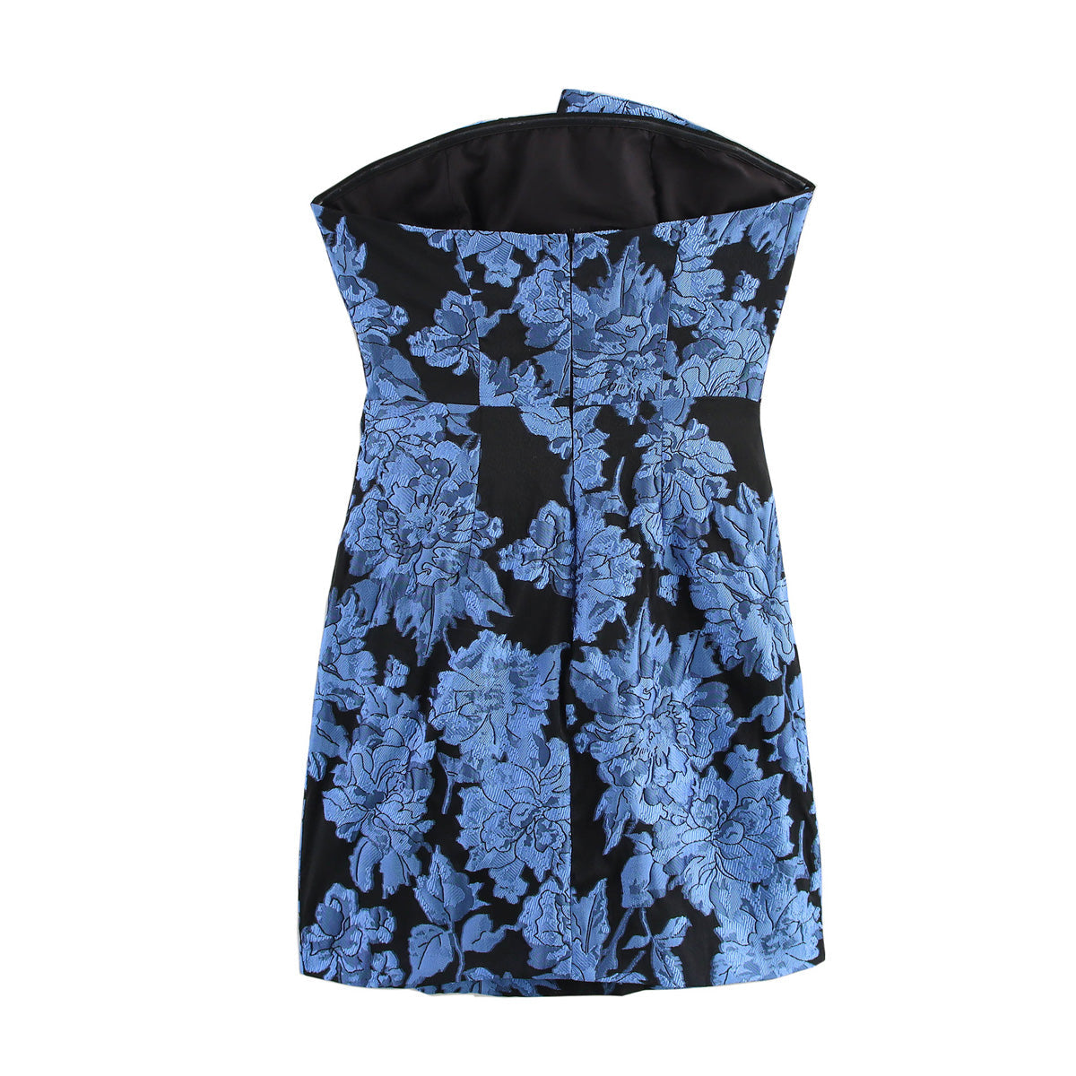 Vestido sin tirantes con cuello jacquard para mujer