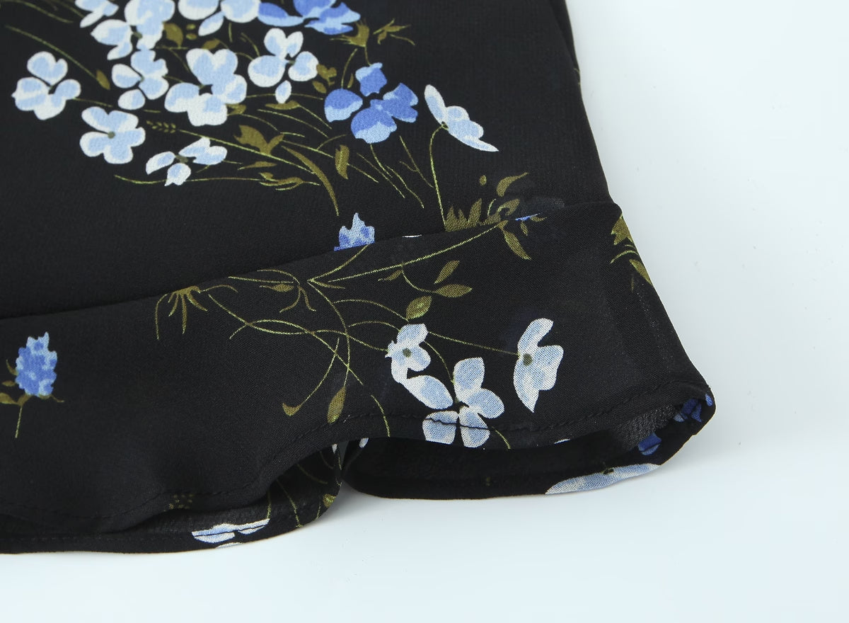 Vestido de primavera para mujer, ajustado, corto, con volantes y tirantes finos, estampado floral
