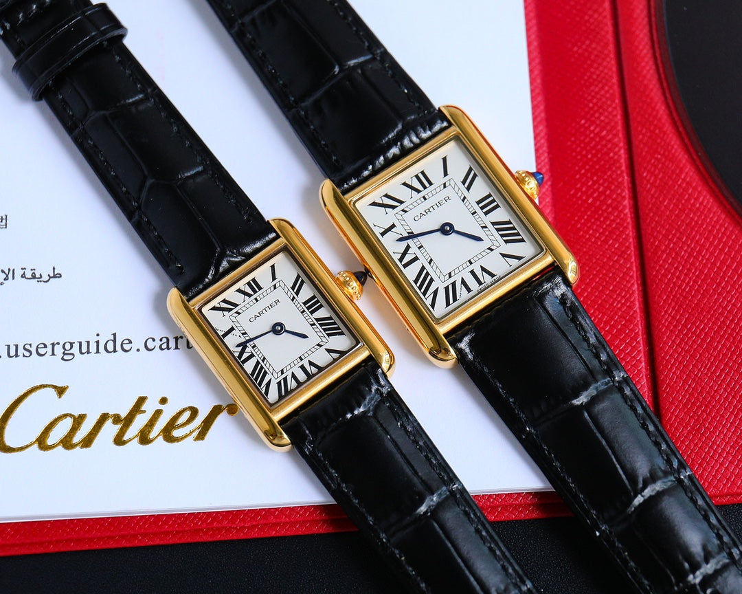TANK MUST SMALL GOLD LEATHER STRAP WHITE DIAL