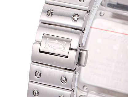 SANTOS LADY 35.1MM STEEL CASE BLUE DIAL DIAMOND BEZEL