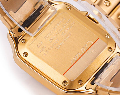 SANTOS LADY 35.1MM GOLD CASE GOLD DIAL DIAMOND BEZEL