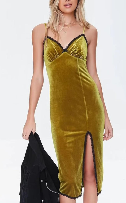 Vestido de terciopelo con tirantes finos para mujer, elegante, sexy, ajustado, adelgazante, para primavera y verano