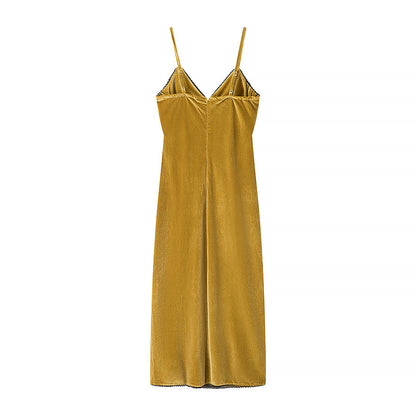 Vestido de terciopelo con tirantes finos para mujer, elegante, sexy, ajustado, adelgazante, para primavera y verano