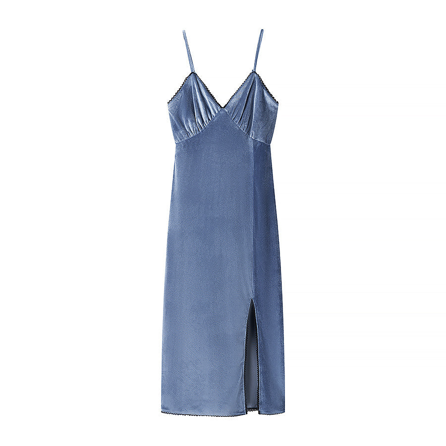 Vestido de terciopelo con tirantes finos para mujer, elegante, sexy, ajustado, adelgazante, para primavera y verano