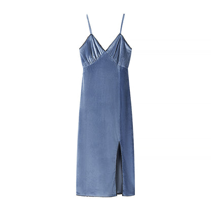 Vestido de terciopelo con tirantes finos para mujer, elegante, sexy, ajustado, adelgazante, para primavera y verano