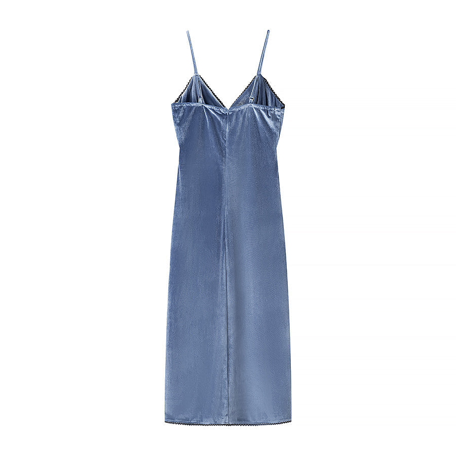 Vestido de terciopelo con tirantes finos para mujer, elegante, sexy, ajustado, adelgazante, para primavera y verano