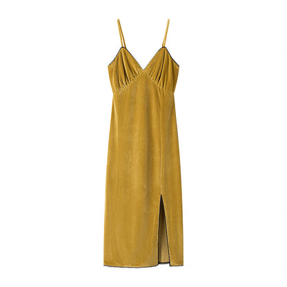 Vestido de terciopelo con tirantes finos para mujer, elegante, sexy, ajustado, adelgazante, para primavera y verano