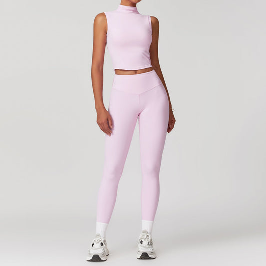 Conjunto de yoga ajustado y cepillado para mujer, para adelgazar, belleza, espalda, ejercicio, ropa informal de fitness y yoga.