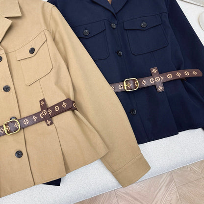 LV 25Ss Waisted Belt Windbreaker Jacket Cotton 242165