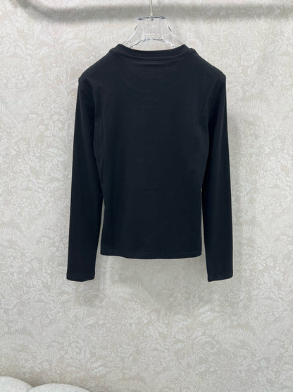CC 25 Long-Sleeved Base Top Black Cotton
