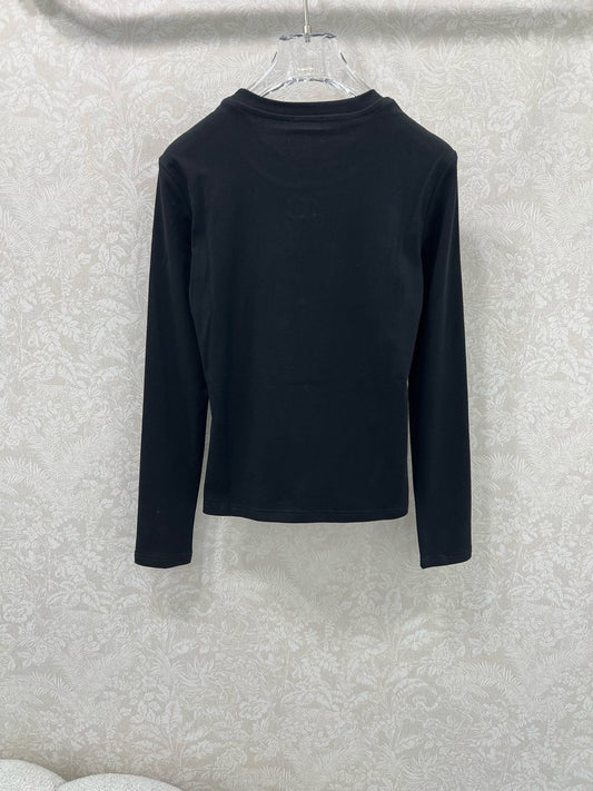 CC 25 Long-Sleeved Base Top Black Cotton