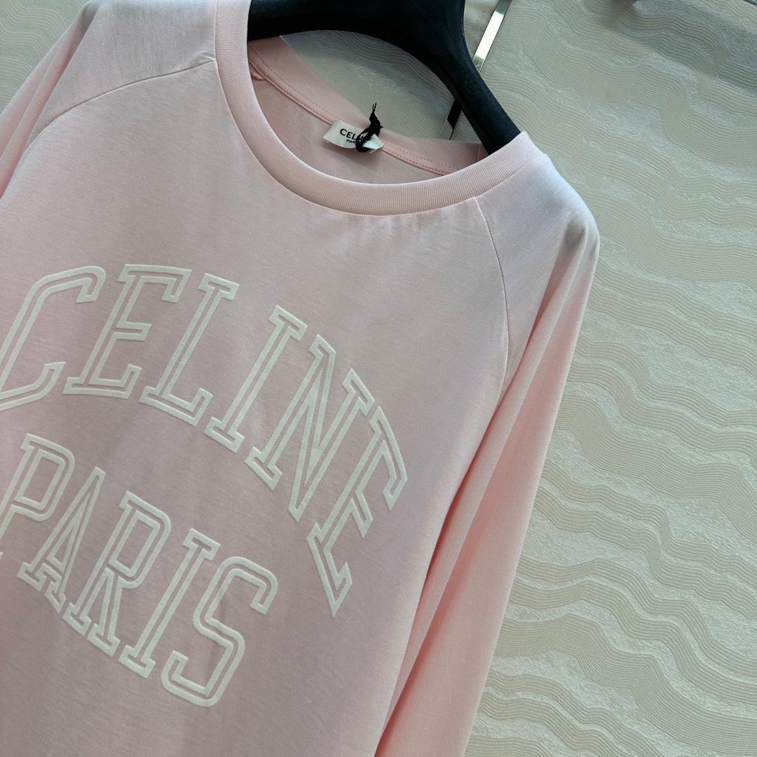 CE Rotating Arch Long-Sleeved T-shirt Pink Cotton