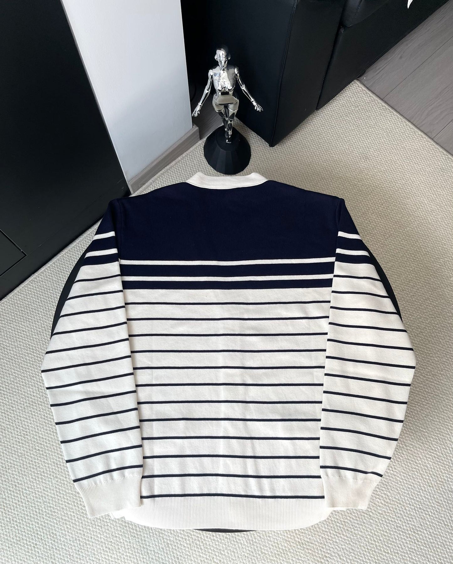 Gucci 25Fw Navy Blue Striped Contrast Knit Cardigan 109556