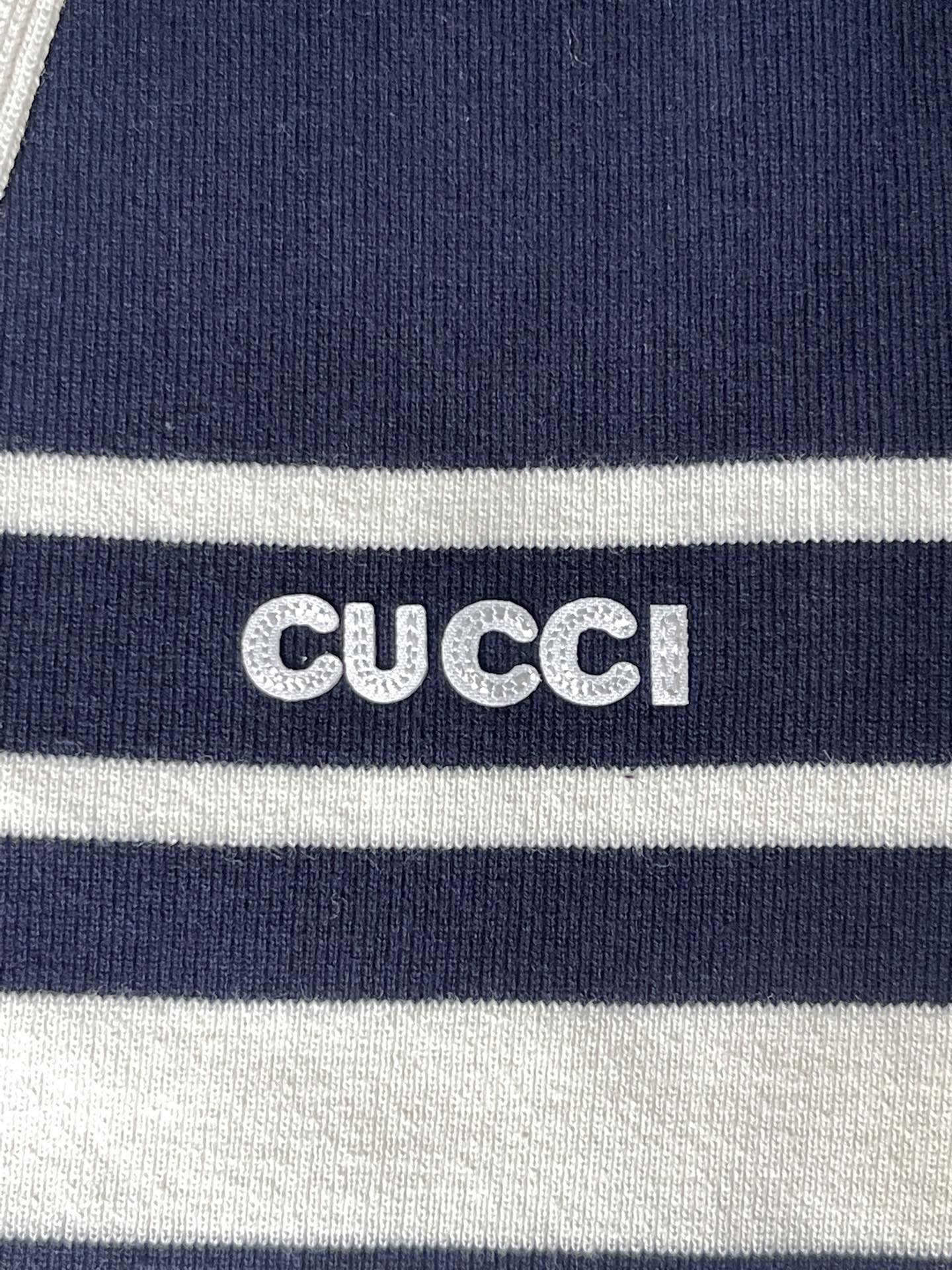 Gucci 25Fw Navy Blue Striped Contrast Knit Cardigan 109556