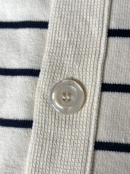 Gucci 25Fw Navy Blue Striped Contrast Knit Cardigan 109556