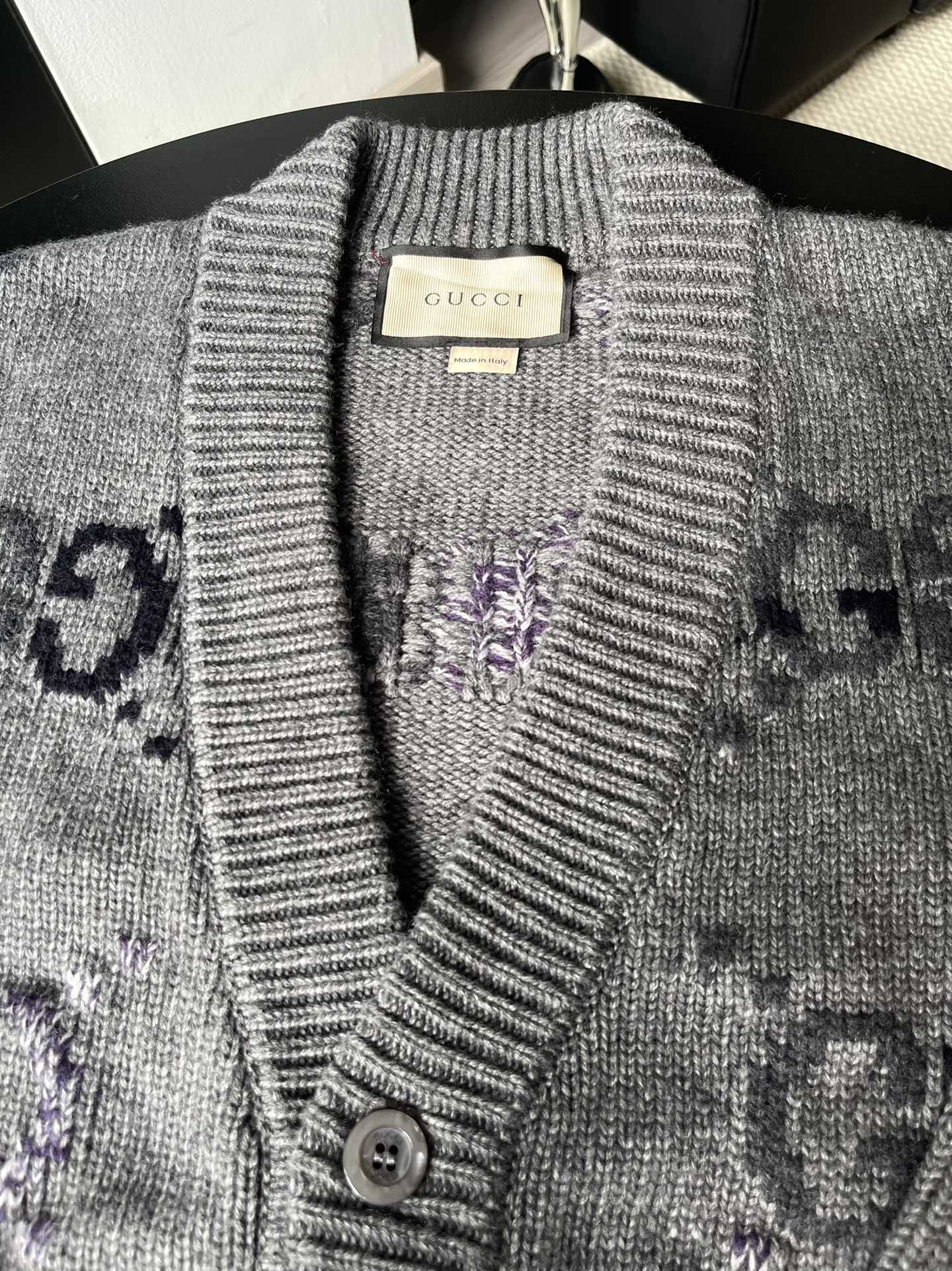 Gucci 25FW Double G Gradient All-Over Print Knit Cardigan 109548
