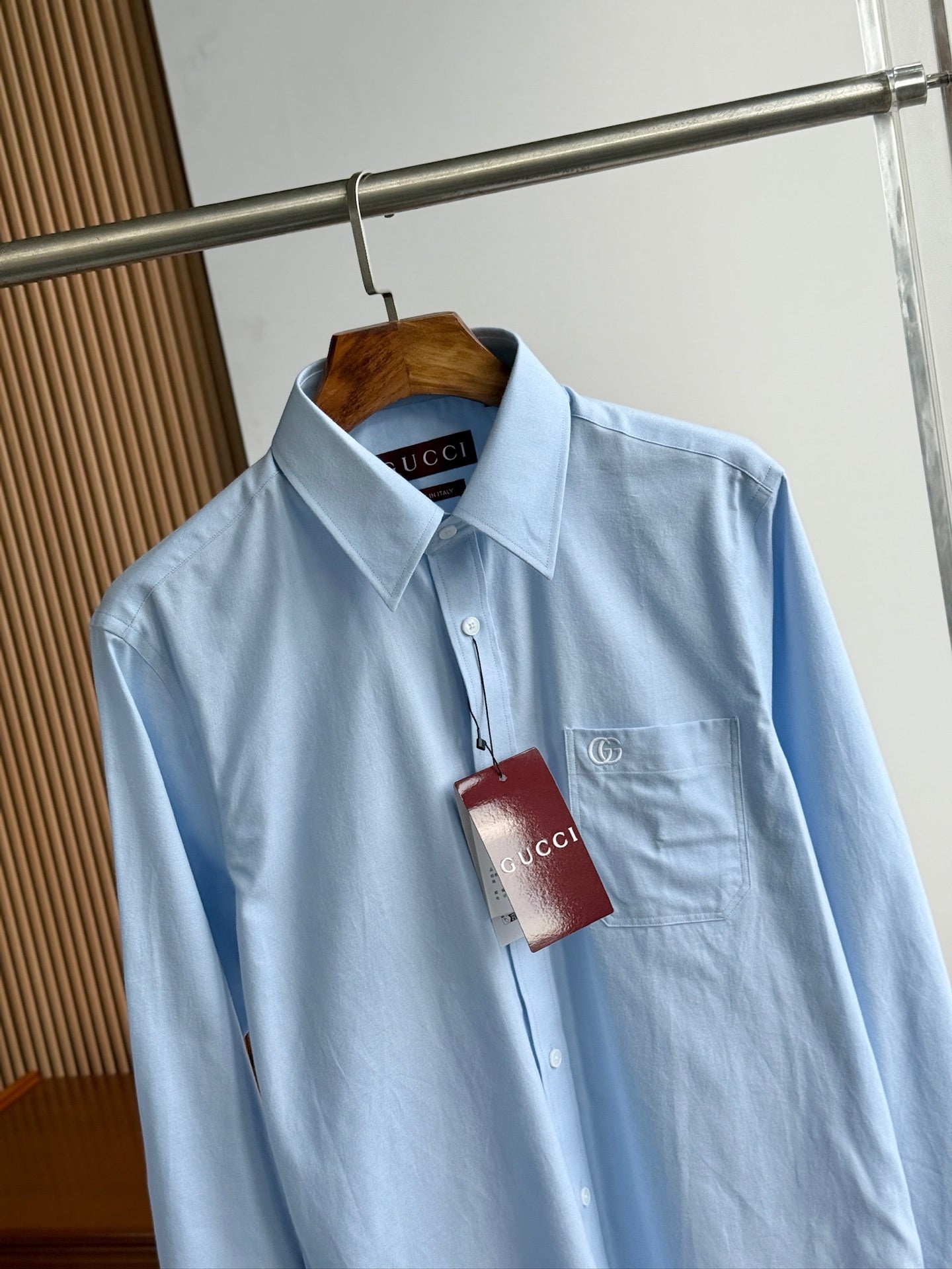 Gucci 25Ss Business Shirt 100s Double-Ply Premium Oxford Fabric Light Blue 108566