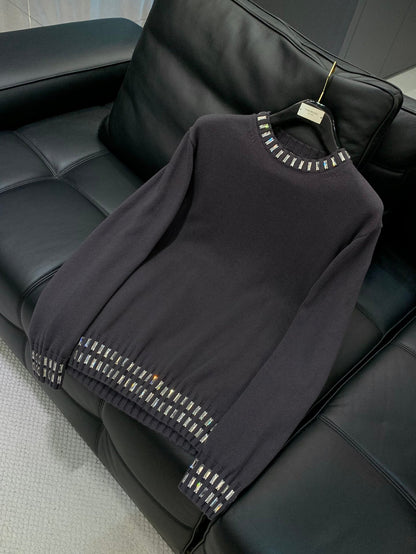 Fendi 25 Lazy-Style Crewneck Sweater Dark Brown Cotton