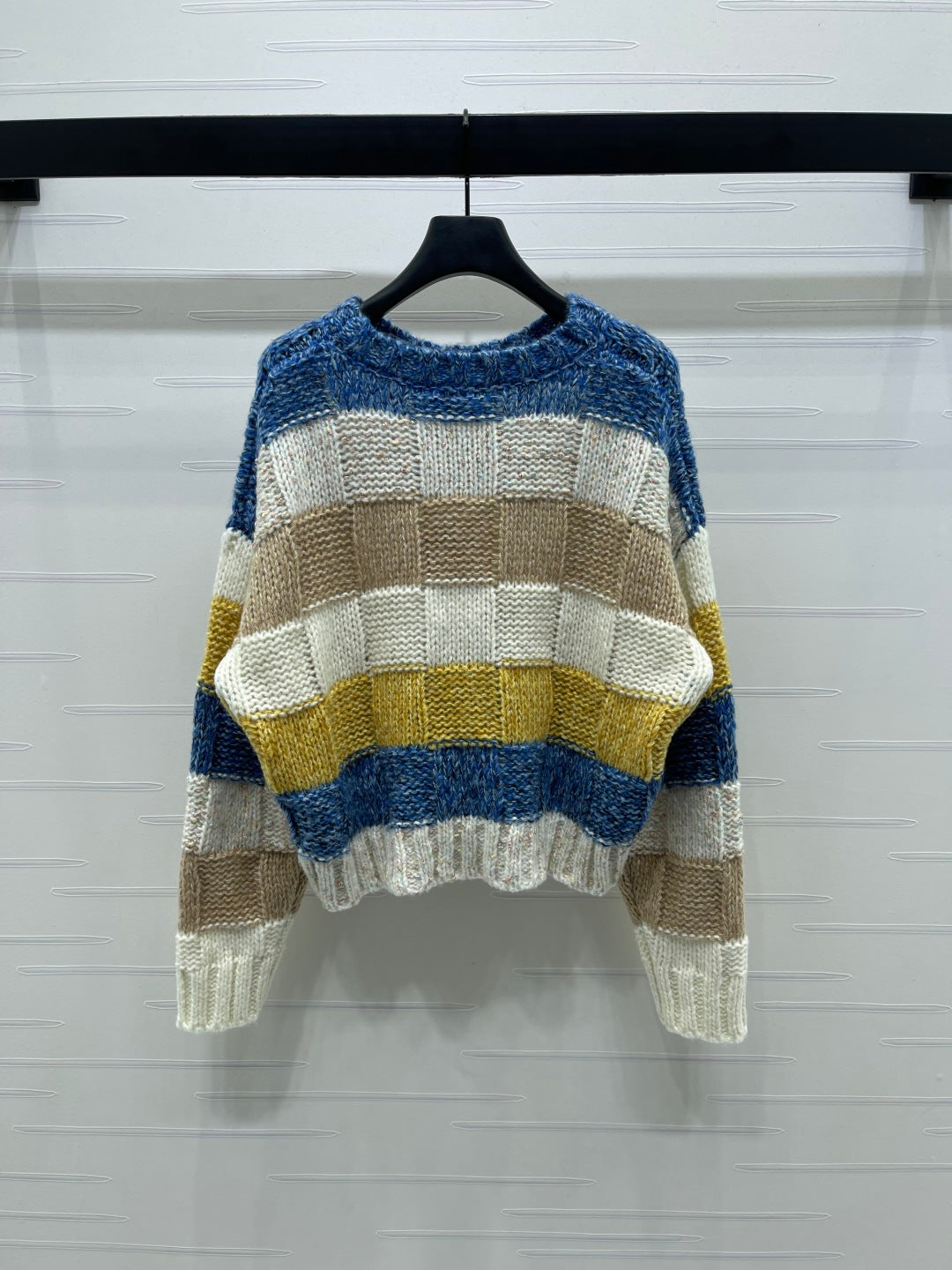 CC 25 Striped Long-Sleeved Pullover Sweater Blue Wool
