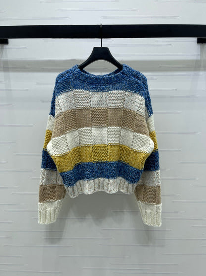 CC 25 Striped Long-Sleeved Pullover Sweater Blue Wool