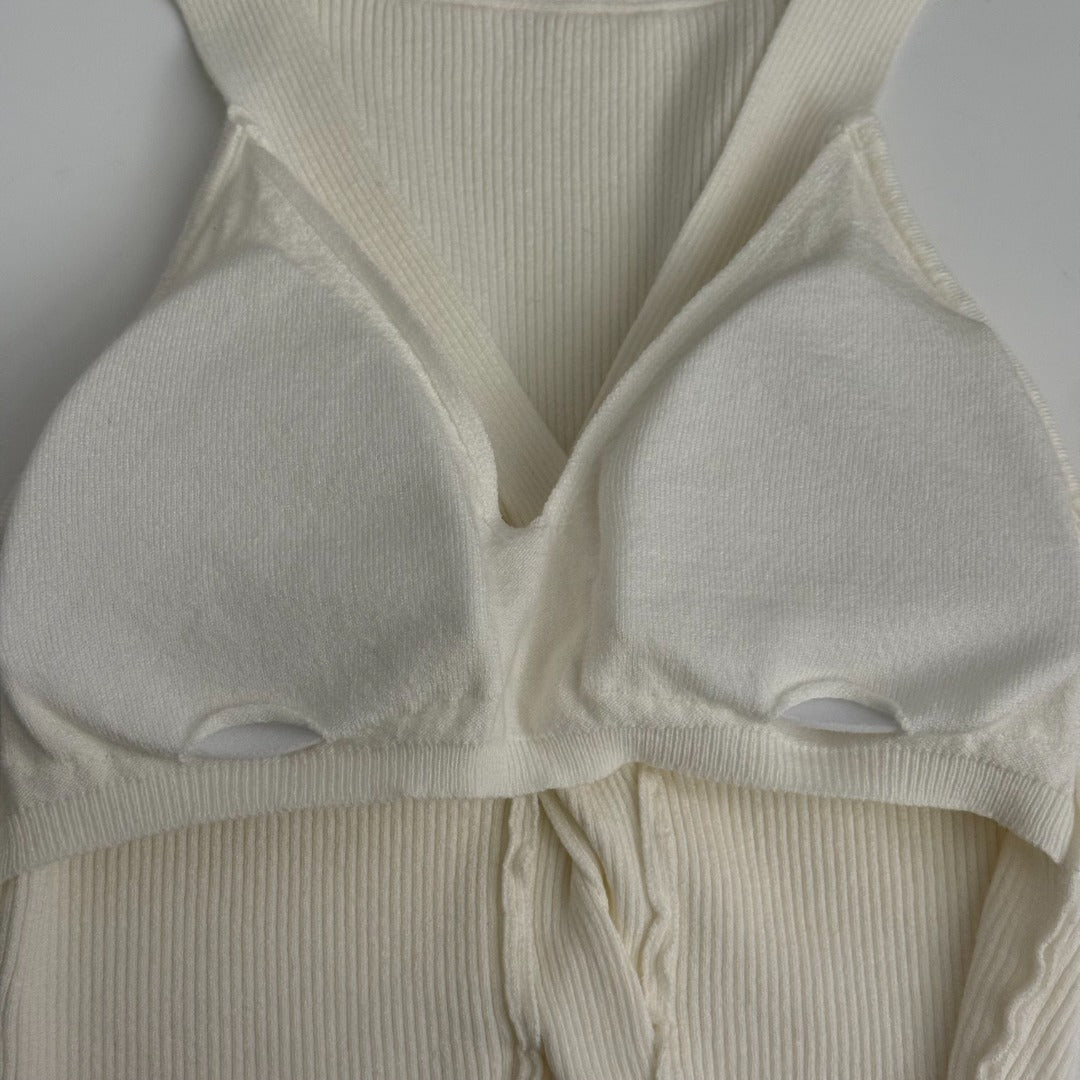 CC Diamond Logo Embellished Deep V-neck Knitted Vest