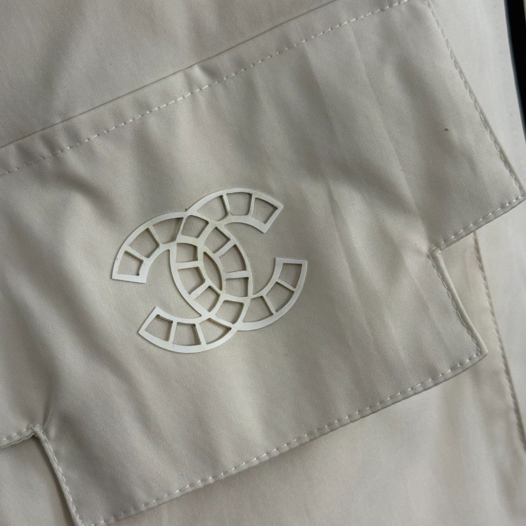 CC Pocket Velcro Long-sleeved Hooded Windbreaker Jacket