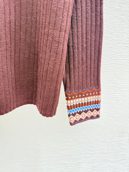 Loewe Hooded Contrast Striped Knit Wool Cashmere Long Sleeve Top