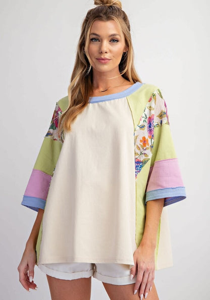 Suéter informal holgado de manga 3/4 con estampado a juego para mujer, ropa de otoño
