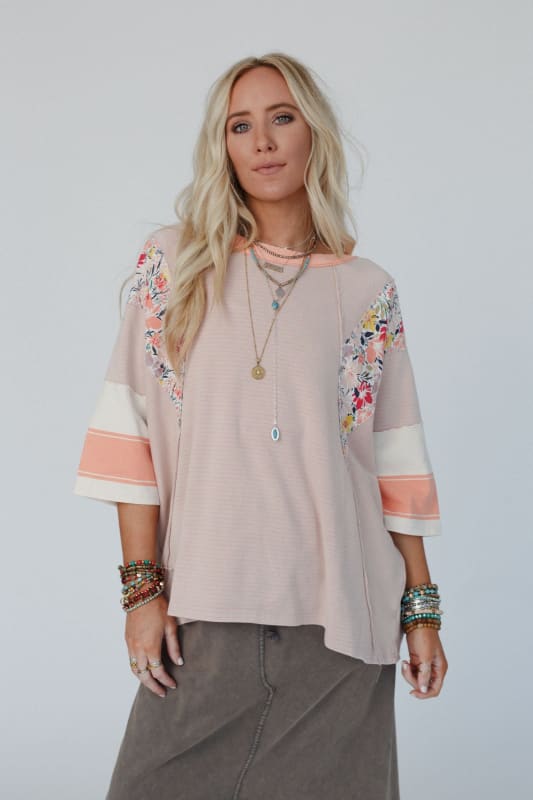 Suéter informal holgado de manga 3/4 con estampado a juego para mujer, ropa de otoño