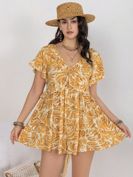 Mono informal con cuello en V para mujer, para vacaciones en la playa, con entrega por lotes