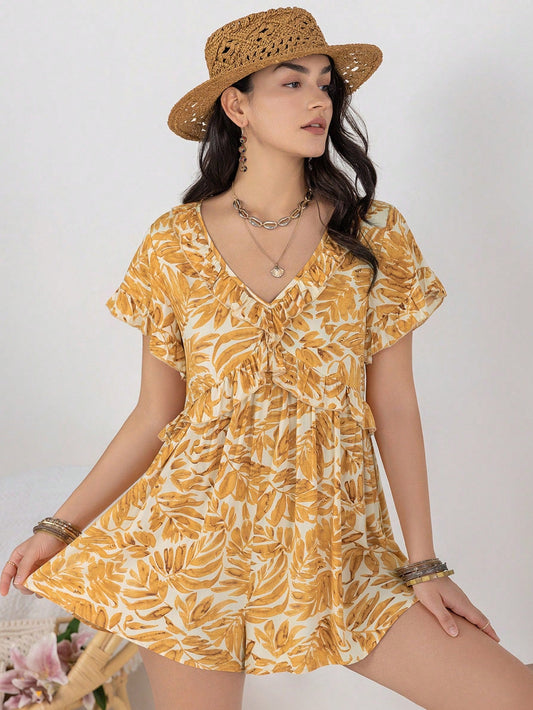 Mono informal con cuello en V para mujer, para vacaciones en la playa, con entrega por lotes
