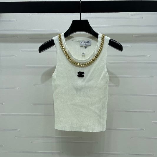 CHANEL 26 CHAIN KNIT VEST BLACK WOOL 335389