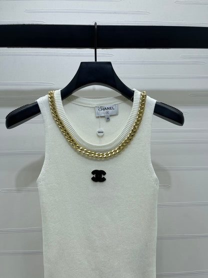 CHANEL 26 CHAIN KNIT VEST BLACK WOOL 335389