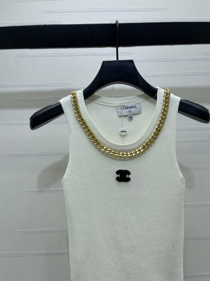 CHANEL 26 CHAIN KNIT VEST BLACK WOOL 335389