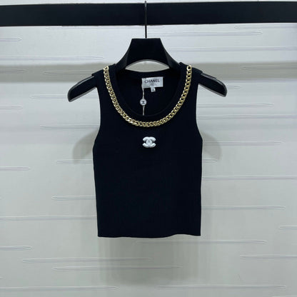 CHANEL 26 CHAIN KNIT VEST WHITE WOOL 335390
