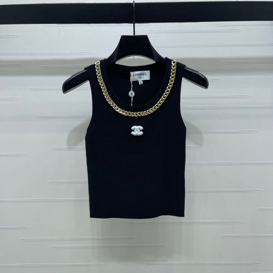 CHANEL 26 CHAIN KNIT VEST WHITE WOOL 335390