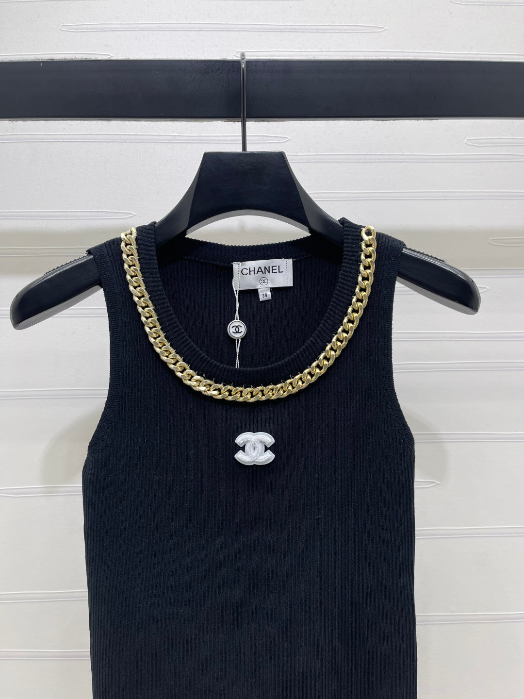 CHANEL 26 CHAIN KNIT VEST WHITE WOOL 335390