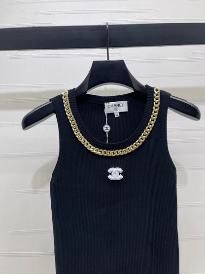 CHANEL 26 CHAIN KNIT VEST WHITE WOOL 335390